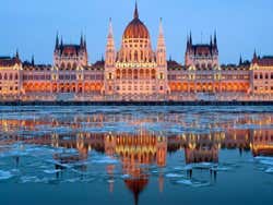 Danube river frozen over